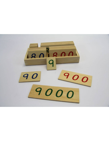 Petites cartes en bois des nombres de 1 à 9000