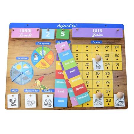 Calendrier perpétuel en bois avec activités - So Montessori