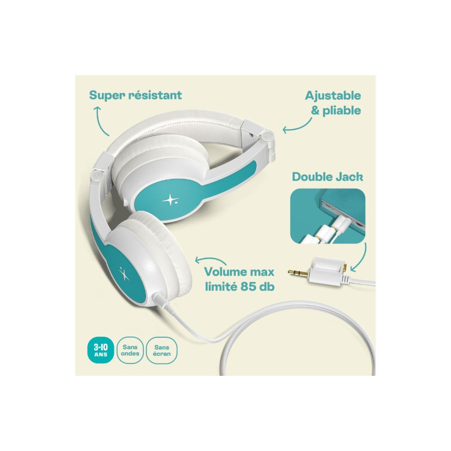 HoomKid Casque Audio Enfant Confortable - Ajustable, Pliable et