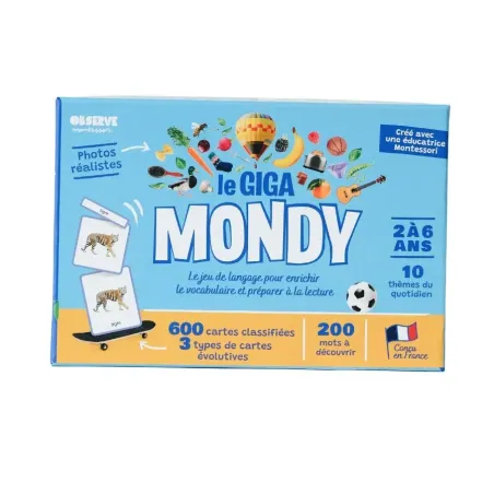 Coffret complet cartes de nomenclature Montessori : Giga Mondy