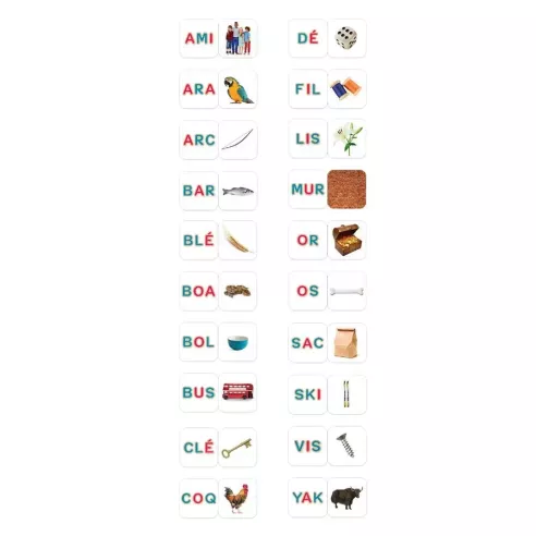 Memory des mots, Céline Alvarez, présentation des 40 cartes