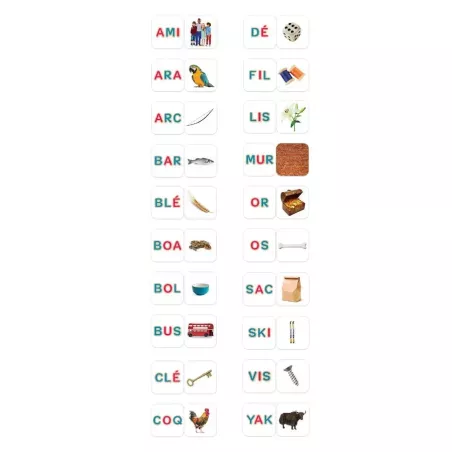 Memory des mots, Céline Alvarez, présentation des 40 cartes