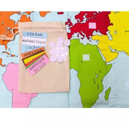 Planisphère Montessori en tissu Le Loup Pointu
