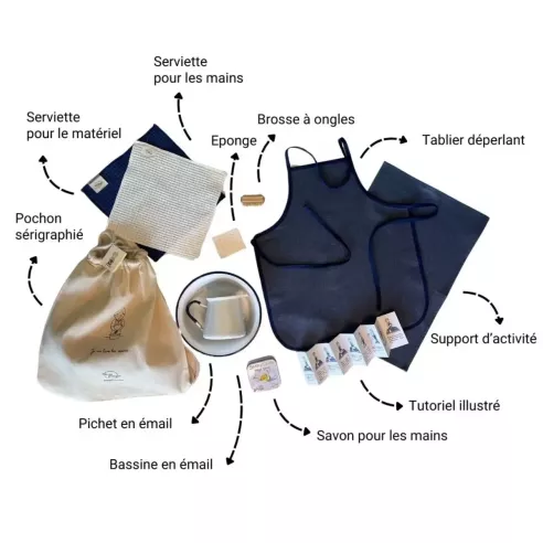 Kit d'activité pour se laver les mains. Vie Pratique Montessori