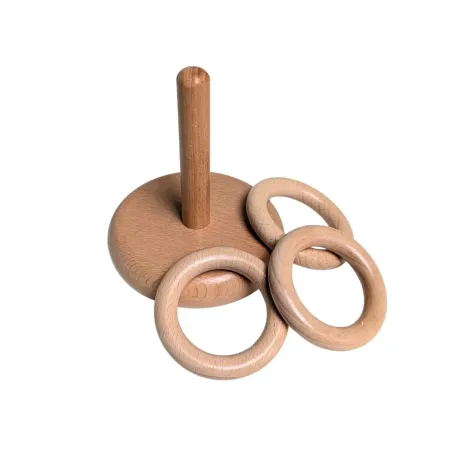 Tige d'encastrement verticale avec 3 anneaux en bois