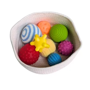 Lot de 8 balles sensorielles avec panier