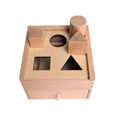 Boite permanence en bois  avec 4 solides à encastrer - Eveil Montessori