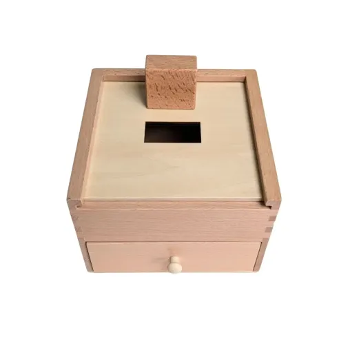 Boite permanence en bois  avec 4 solides à encastrer - Eveil Montessori