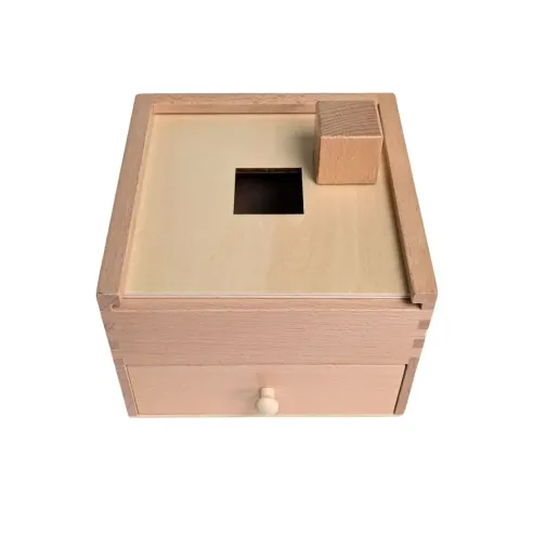 Boite permanence en bois  avec 4 solides à encastrer - Eveil Montessori