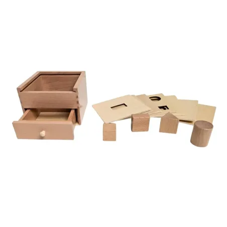 Boite permanence en bois  avec 4 solides à encastrer - Eveil Montessori