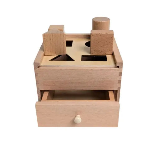Boite permanence en bois  avec 4 solides à encastrer - Eveil Montessori