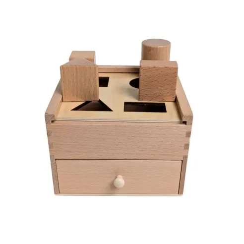 Boite permanence en bois  avec 4 solides à encastrer - Eveil Montessori