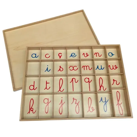 Alphabet mobile Montessori cursif en bois