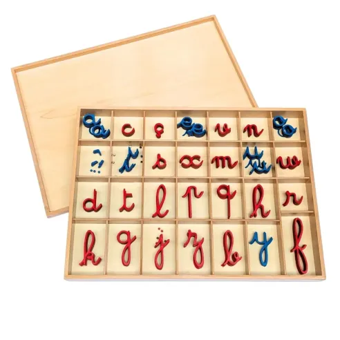 Alphabet mobile Montessori cursif en bois