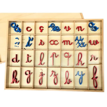 Alphabet mobile Montessori cursif en bois