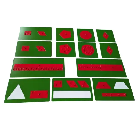 Matériel des équivalences, 13 plaques en métal. Mathématiques Montessori.