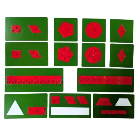 Matériel des équivalences, 13 plaques en métal. Mathématiques Montessori.