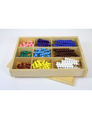Boîte des perles pour le damier de la multiplication