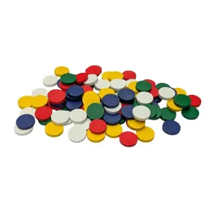 100 jetons en bois colorés