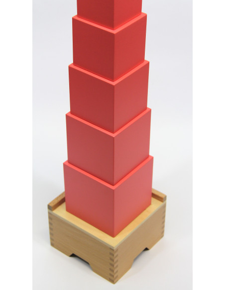 La Tour Rose Montessori et son socle en bois