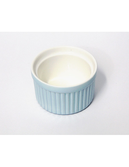 Ramequin rond et bleu en porcelaine