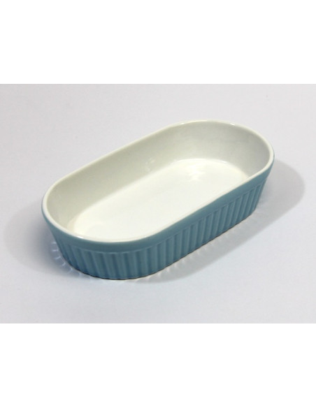 Ramequin ovale bleu en porcelaine