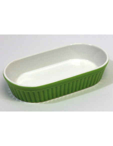 Ramequin ovale vert en porcelaine