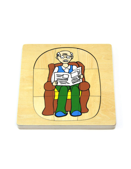 Puzzle en bois : cycle de la vie de l'homme