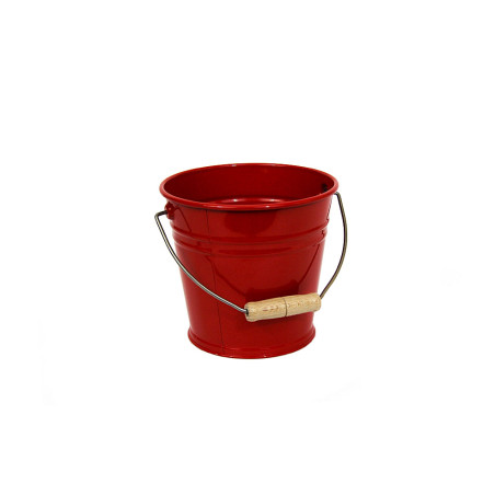Seau en métal rouge